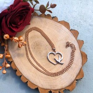 Rose Gold Bird Heart Necklace